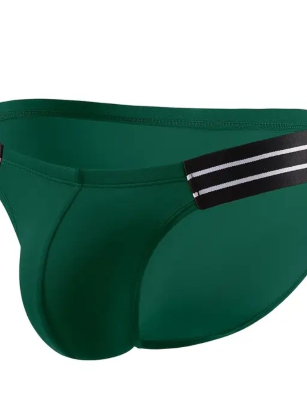 Men's Green Supportive Briefs with Contrast Waistband